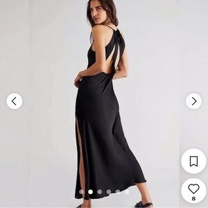 Free People Black Backless Halter Gown